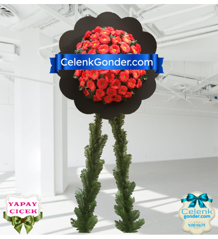 Yapay Kırmızı Gerbera Cenaze Çelengi